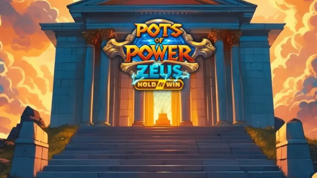Cena do jogo Pots of Power: Zeus com o deus Zeus e elementos mitológicos gregos