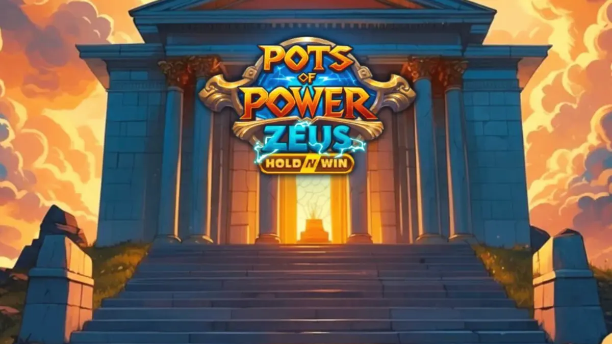 Cena do jogo Pots of Power: Zeus com o deus Zeus e elementos mitológicos gregos